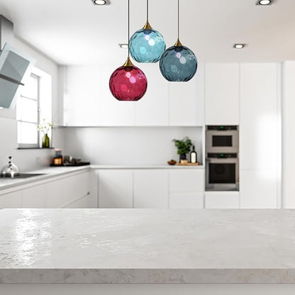 7.8 Inches Wine Glass Globe Pendant Lights Fixtures E26 Modern Farmhouse Glass Ball Pendant Lighting with Gold Brass Finish (Wine)