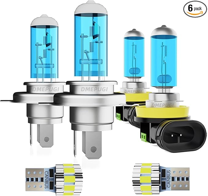 Lights Compatible With Toyota Yaris 2006-2020 Headlight Bulbs, 9003 High Low Beam + H11 Fog Lights Halogen Light Bulb + License Plate Lights, Pack of 6