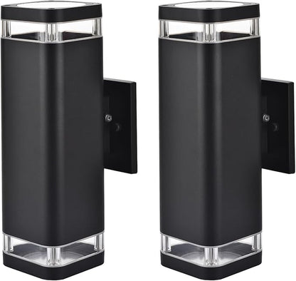 wowlite Dusk to Dawn Outdoor Wall Light 2 Pack, Modern Exterior Lights for House, Matte Black Outdoor Wall Sconce with E26 Base, Waterproof Outdoor Light Fixture Wall Mount Up and Down Lighting