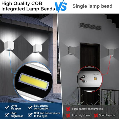 ledmo LED Up and Down Outdoor Wall Sconces White 6000K 20W High Power Aluminum Anti-Rust Exterior Light Fixture IP65 Waterproof Adjustable Light Beam 1800LM for House Home Patio Garage 1 Pack