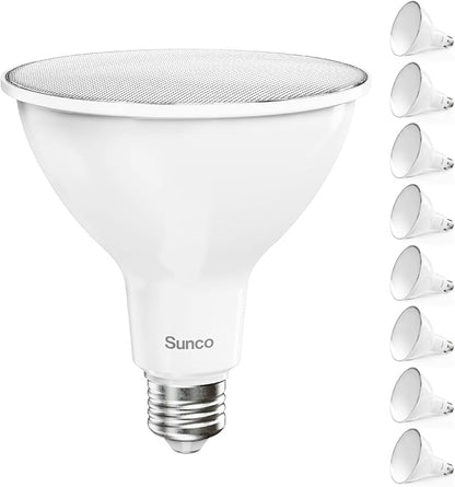 Sunco Lighting 8 Pack PAR38 LED Flood Light Outdoor Bulb, Waterproof Bright Dimmable 13W=100W, 5000K Daylight, 1050lm, E26 Base UL Energy Star Listed
