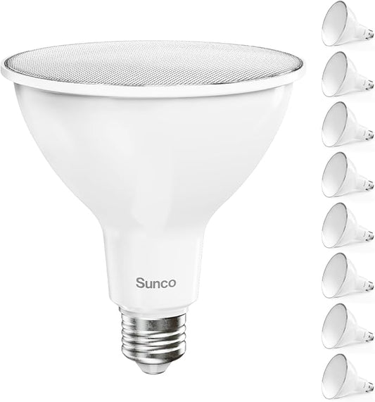 Sunco Lighting 8 Pack PAR38 LED Flood Light Outdoor Bulb, Waterproof Bright Dimmable 13W=100W, 5000K Daylight, 1050lm, E26 Base UL Energy Star Listed