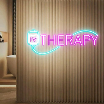 IV Therapy Neon Sign, Iv Injection Room Wall Decor, Med Spa Salon Neon Sign, IV Nutrient Therapy Room Decoration, Iv Drip Led Signs Size:H 8 x W25inches