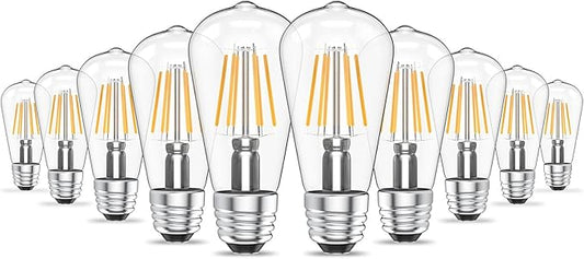 Ralbay 10 Pack Vintage LED Edison Bulbs ST48, 60W Equivalent, Bright Natural White Light 4500K, Clear Glass E26 Medium Base