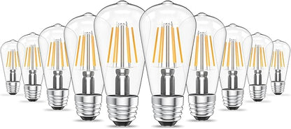 Ralbay ST48 Vintage LED Edison Bulbs 10 Pack, 60W Equivalent, Warm White 2700K, Clear Glass E26 Medium Base