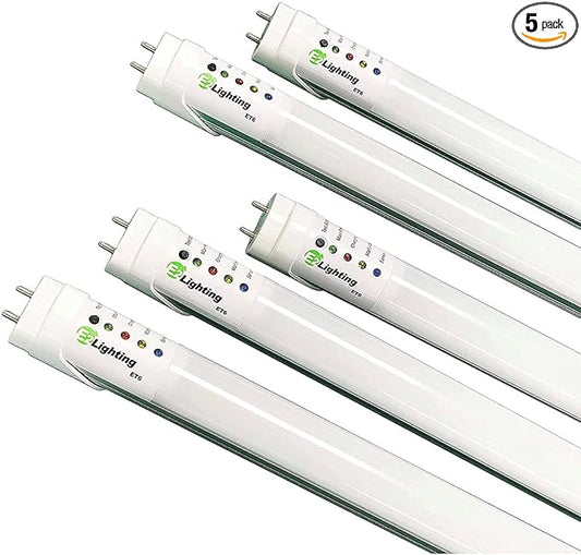E2 Lighting 4ft T8 LED Bulbs, LED Fluorescent Tube Replacement 4ft, T8 LED with Emergency Battery, 5000K, 18W, 120-277V, Ideal for Office and Warehouse-5 Pack