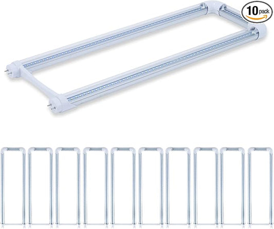 10-Pack T8 U Bend LED Tube Light 2FT 24W (60W Equivalent) U Shaped Bulb 6000K Daylight White 2640lm for Fluorescent Replacement, Dual-End Powered