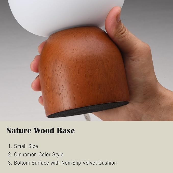 Small RGB Table Lamp for Bedroom, Remote Control Color Changing Desk Lights, with White Opal Glass Lamp Shade, for Living Room Nightstand,Light Brown