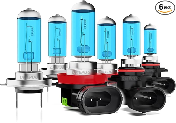 Compatible With Chevy Malibu limited 2016 Halogen Headlight Bulbs,H7 High Beam H11/H8/H9 Low Beam 9145/9140 Fog Light, 100W 6000K White Halogen Headlights Kit,6-Pack