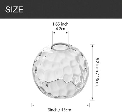 3 Pack Fixture Replacement Globe Shade, 6 Inch Diameter, E26 Base 1-5/8 Inch Fitter, Glass Globe Lampshade Cover for Pendant Wall Sconce Chandelier Vanity Light (3 Pack 6 Inch Clear Hammered Glass)