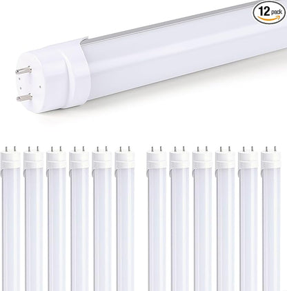 H&B Luxuries 4FT LED T8 Ballast Bypass Type B Light Tube, 18W, Single-Ended & Dual-Ended Connection, 2300LM, G13 Base,T8 T10 T12 Fluorescent Bulbs Replacement, UL & DLC - 6500K (12pcs)
