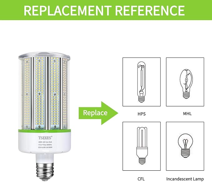 400W LED Corn Cob Light Bulb,E39 Mogul Base Bulb,5000K Daylight 56,000LM,for Commercial Industrial,Street,Warehouse,Park Lot Lighting,High Bay Fixtures