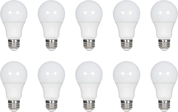 Satco S11411 9.5-Watt A19 LED Light Bulbs, 60-Watt Replacement, 5000K Natural Light, 760 Lumens, 10 Pack
