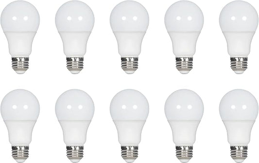 Satco S11411 9.5-Watt A19 LED Light Bulbs, 60-Watt Replacement, 5000K Natural Light, 760 Lumens, 10 Pack