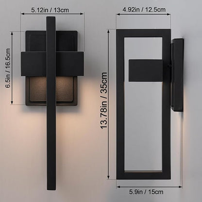Outdoor Wall Lights Modern LED Exterior Lighting Fixtures, 3000K 15W Outdoor Wall Sconce for Porch, Matte Black Outside Wall Mount Lights for Front Door House Garage Indoor. (2 Pack)