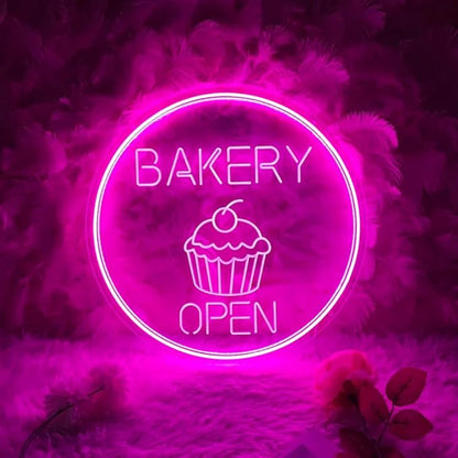 Bakery Open Neon Sign,Custom Shop Open Neon Sign,3D Engrave Acrylic Sign for Bakery,Shop Welcome Led Sign,Neon Kitchen Decor,USB Neon Art Size:16x16inch