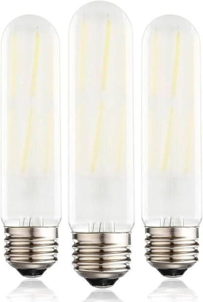 Dimmable T10 Frosted LED Bulbs,6W LED Tubular Edison Bulbs 60 Watt Equivalent,600LM,Daylight 4000K,E26 Medium Base Lamp Bulb for Desk Lamp, Pendant Lights,Cabinet Display Cabinet etc. (3-Pack)