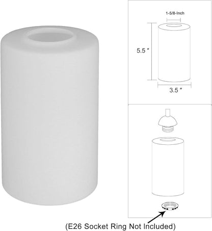 3 Pack Opal White Frosted Glass Shade, Cylinder Light Fixture Replacement Globe or Cover with 1-5/8-Inch Fitter for Chandelier Wall Sconce Pendant Light, G0059