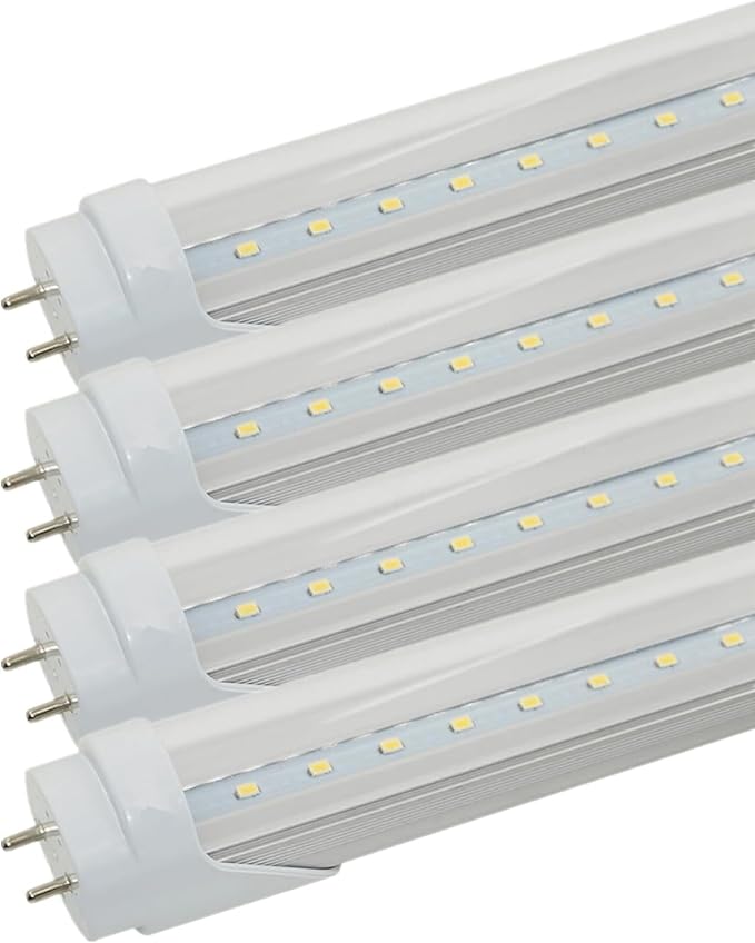 T8 LED Light Bulbs Fluorescent Replacement Ballast Bypass 48inch 4000K Daylight White Double-end Powered Clear Lamps 4 Pack