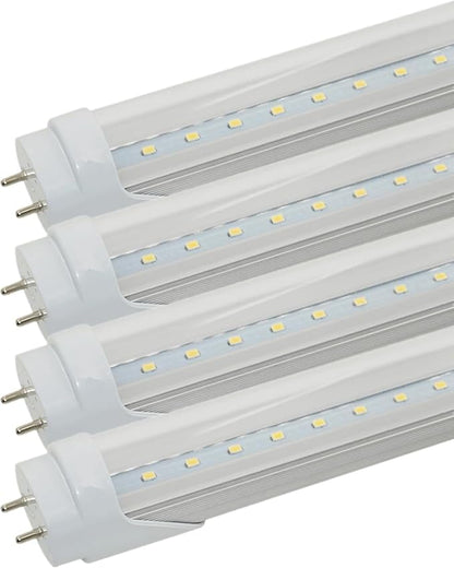 T8 LED Light Bulbs Fluorescent Replacement Ballast Bypass 48inch 4000K Daylight White Double-end Powered Clear Lamps 4 Pack