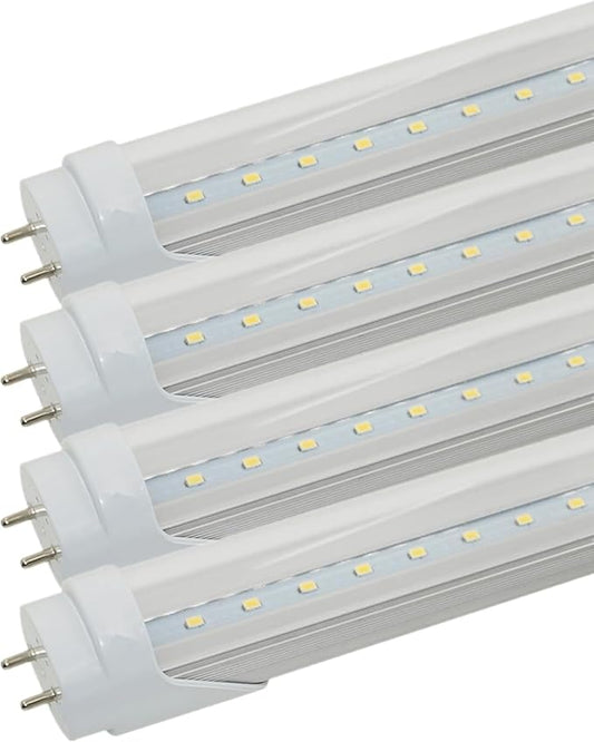 T8 LED Light Bulbs Fluorescent Replacement Ballast Bypass 48inch 4000K Daylight White Double-end Powered Clear Lamps 4 Pack