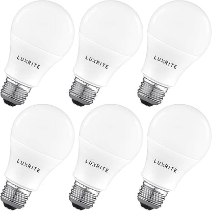 LUXRITE A19 LED Light Bulb 100W Equivalent, 4000K Cool White Non-Dimmable, 1600 Lumens, Standard LED Bulb 15W, E26 Medium Base, UL Listed, Perfect for Table Lamps and Home Lighting (6 Pack)