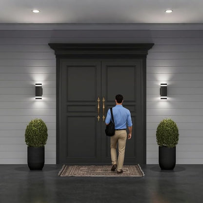 Porch Lights Outdoor Dusk to Dawn, Aluminum Outdoor Wall Light Fixture 6000K, Waterproof Wall Lamp Up and Down Lights Exterior Sconce Wall Lighting Fixture for House Doorway, ETL Listed