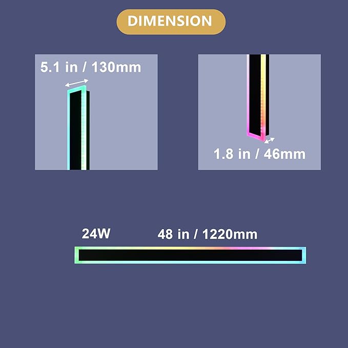 BONLICHT 1 Pack 48inch Long Outdoor RGB Modern LED Wall Light IP65 Waterproof Linear Exterior Lighting Fixture Wall Mount with Remote Control, Rectangular Black Wall Sconce for Garage Front Door