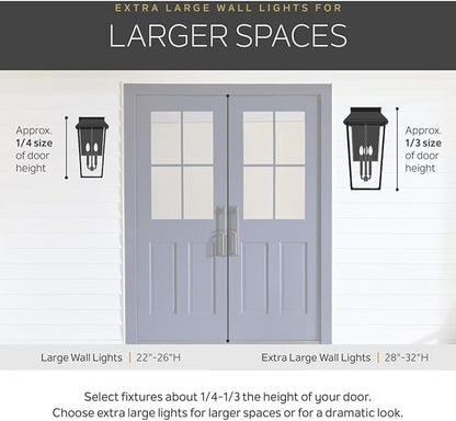 Kichler Courtyard 3-Light Outdoor Wall Light in Rubbed Bronze Finish with Clear Seeded Glass Shades for Porch, Patio and Garage Entryways, (22.25" H x 10.5" W) 9034RZ