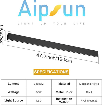 Aipsun Outdoor Lights 2 Pack,Modern Outdoor Wall Light Long Strip LED Wall Sconce IP65 Anti Rust Warm Light Fixture 3000K Exterior Wall Mount Lights for Entrance, Hallway, Garage, Porch