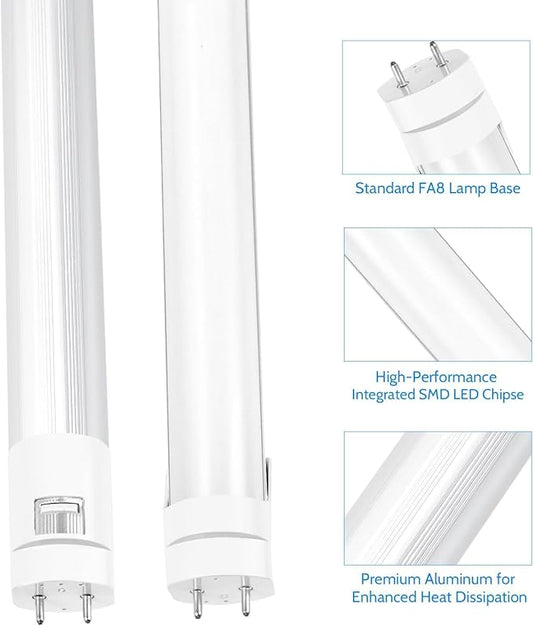 LightingWill LED T8 Light Tube 2FT, Natural White 4000K, Dual-End Powered Ballast Bypass, 1000Lumens 10W 4W Fluorescent Equivalent, Frosted Cover, AC85-265V Lighting Tube Fixtures, 1 Pack