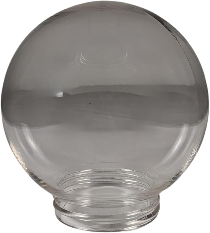 8" Clear Acrylic Lamp Post Globe | 4" Fitter Neck | Outdoor Lamp Post Globe Light Fixture Cover Replacement | Made in USA