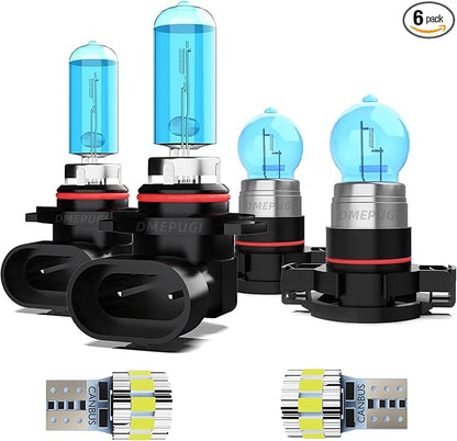 Light Bulbs Compatible with GMC Sierra 2500 HD 2015 Headlight Bulbs, 9012 High Low Beam + 5202 Fog Lights Halogen Light Bulb + License Plate Lights, Pack of 6