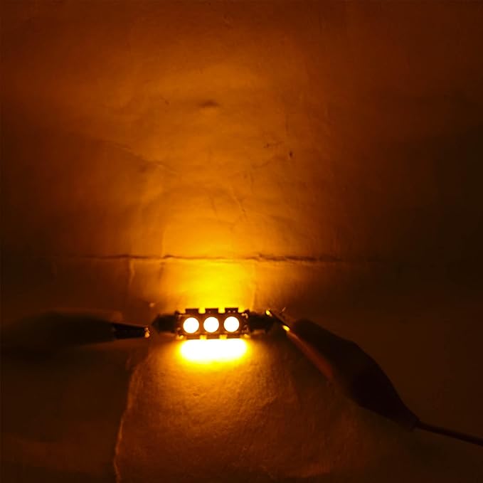 360 deg 42mm DC 12V Festoon LED Bulb 578 569 Amber Yellow,561 562 566 6413 LED Car Bulb for Automotive Interior Door Cargo Lights Non Polarity(Pack 12)