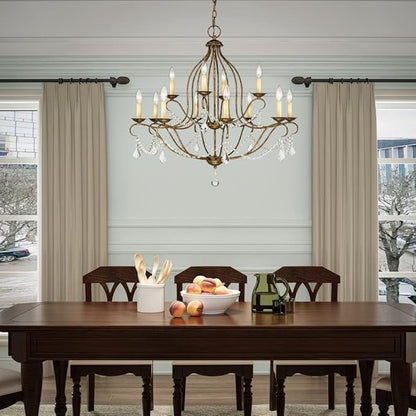 Livex Lighting 6438-71 Chesterfield 12 Light Chandelier, Hand Applied Venetian Golden Bronze