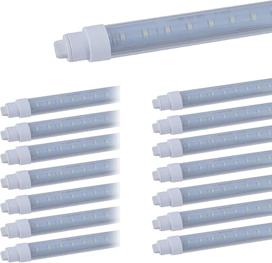 15 pack T10 5FT 30W Led Tube Light Double Sided 360° Rotatable R17D Base Double Rows Led Ballast Bypass 5 Foot Advertisement Sign Lighting 6000k Cool White Striped Cover 100-277V(5ft 30w, 15 pack)