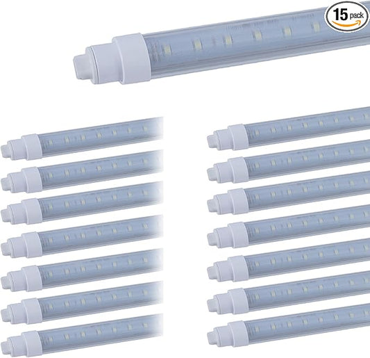 15 Pack T10 5FT 30W Led Tube Light Shop Light Double Sided 360° Rotatable R17D Base Ballast Bypass 5 Foot Advertisement Sign Lighting 6000k Cool White Striped Cover 100-277V