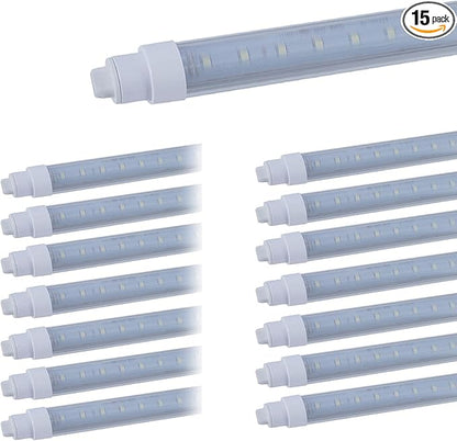 15 Pack T10 6FT 48W Led Tube Light Shop Light Double Sided 360° Rotatable R17D Base Ballast Bypass 6 Foot Advertisement Sign Lighting 6000k Cool White Striped Cover 100-277V