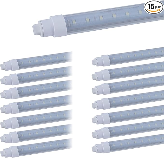 15 pack T10 4FT 24W Led Tube Light Double Sided 360° Rotatable R17D Base Double Rows Led Ballast Bypass 4 Foot Advertisement Sign Lighting 6500k Cool White Striped Cover 100-277V