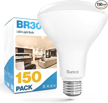 Sunco 150 Pack BR30 Light Bulbs LED, Recessed Can Light Bulbs, Indoor Flood Bulb, 850 LM, 11W (65W Equivalent), 6000K Daylight Deluxe, Dimmable, E26 Base, for Home, Kitchen, Bedroom UL.