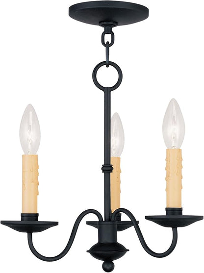 Livex Lighting 4463-04 Heritage 3-Light Mini Chandelier, Black
