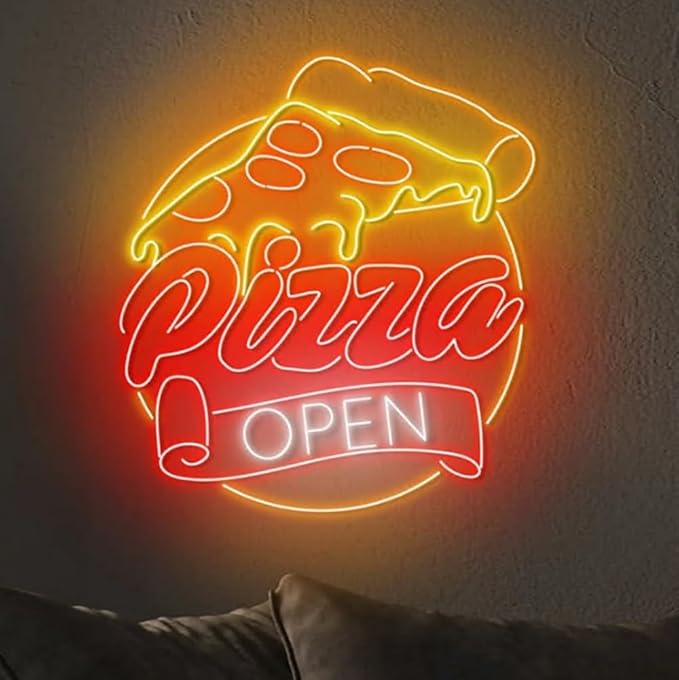 Open Pizza Neon Sign, 23inches Pizza Open Led Neon Light, Food Store Wall Art, Pizza Restaurant Wall Decor