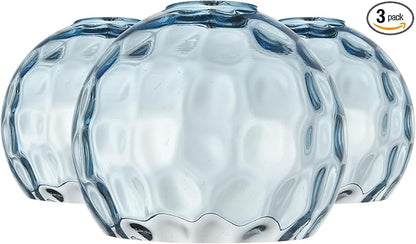 3 Pack Fixture Replacement Globe Shade, 6 Inch Diameter, E26 Base Blue Hammered Glass, Glass Globe Lampshade Cover for Pendant Chandelier Vanity Light No Hardware