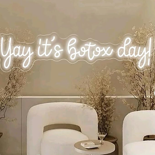 Yay It's Botox Day Neon Sign,Custom Botox Neon Sign, Business Sign, Injector Spa Studio Decor, Art Led Sign, Beauty Spa Sign Gift USB Size:20x5inches
