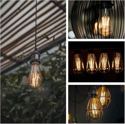 Energetic ST19 Vintage LED Edison Bulbs, 60 Watt Equivalent, ST64 LED Filament Bulbs, CRI 95+, Daylight 5000K, Non-Dimmable, E26 Standard Base, 6 Pack
