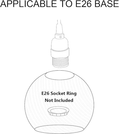 3 Pack Round Ripple Glass Globes for Light Fixtures Replacement, Clear Amber Glass Shade for Farmhouse Pendant Light Chandelier Wall Sconce, 1-5/8 Inch Fitter