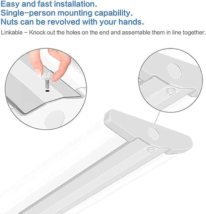AntLux 110W 8FT LED Shop Lights Ultra Slim LED Wraparound, 12600LM, 5000K, 8 Foot Strip Light, Flush Mount Garage Office Warehouse Ceiling Lighting Fixture, 8 Foot Fluorescent Tube Replacement, 4 Pack