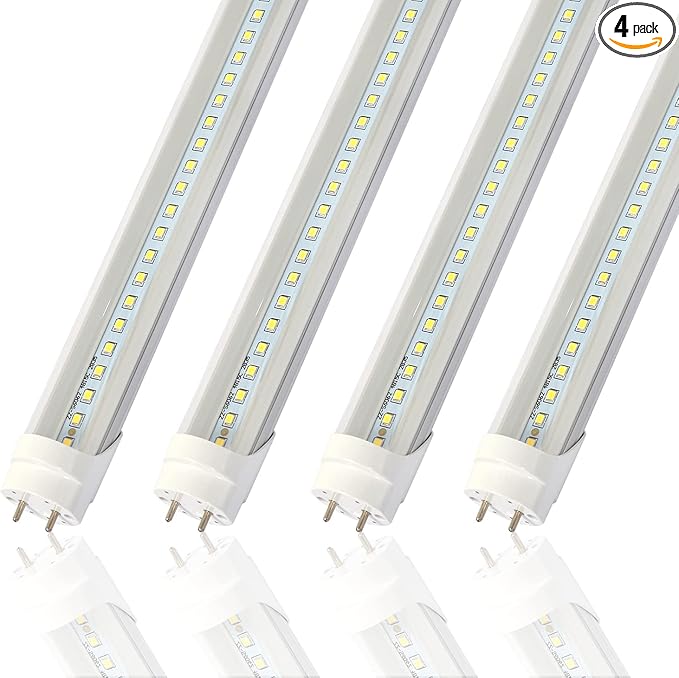 2FT T8 LED Tube Light,12W(30W Equivalent),Ballast Bypass,1560LM,Led Replacement F20T10 T20T12 Flourescent Tube,5000K, Dual Ended Power, Clear Cover(4-Pack)