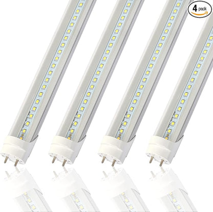 2FT T8 LED Tube Light,12W(30W Equivalent),Ballast Bypass,1560LM,Led Replacement F20T10 T20T12 Flourescent Tube,5000K, Dual Ended Power, Clear Cover(4-Pack)