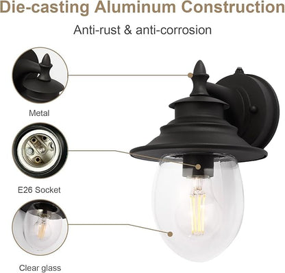 Kalium Outdoor Porch Light Fixtures, Upgrade Dusk to Dawn Sconce Lighting Exterior Wall Sconce Decor for Front Door House